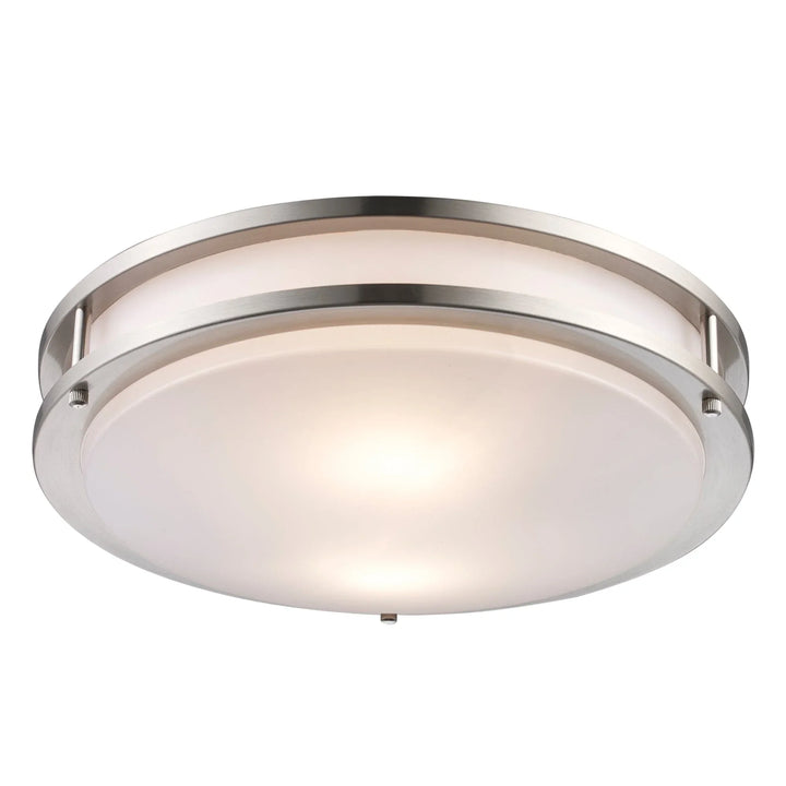Trans Globe Dash 2 - Light Frosted Acrylic Flushmount Round Double - Brushed Nickel