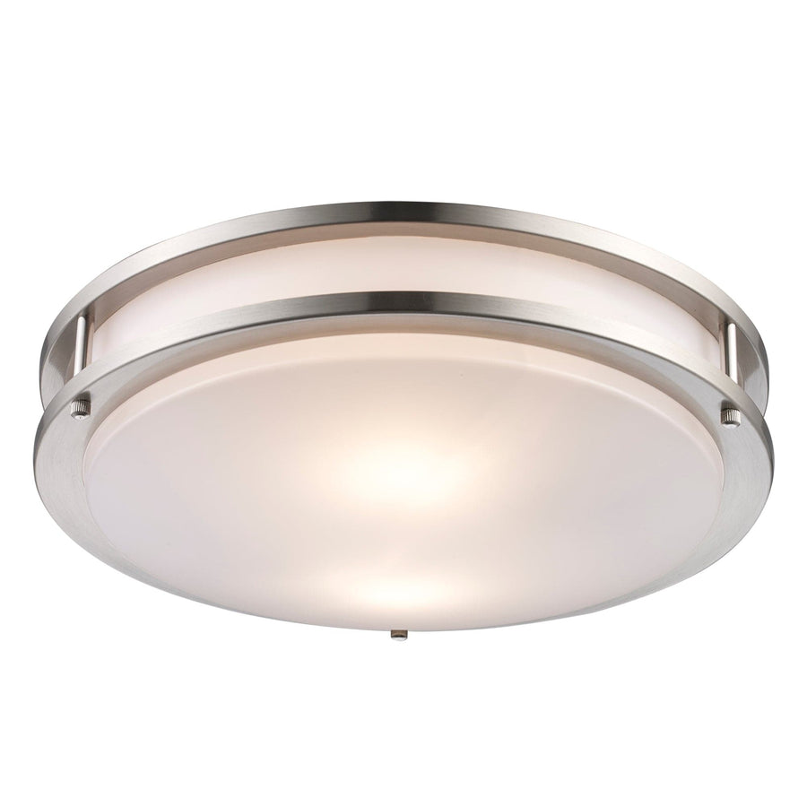 Trans Globe Dash 2 - Light Frosted Acrylic Flushmount Round Double - Brushed Nickel