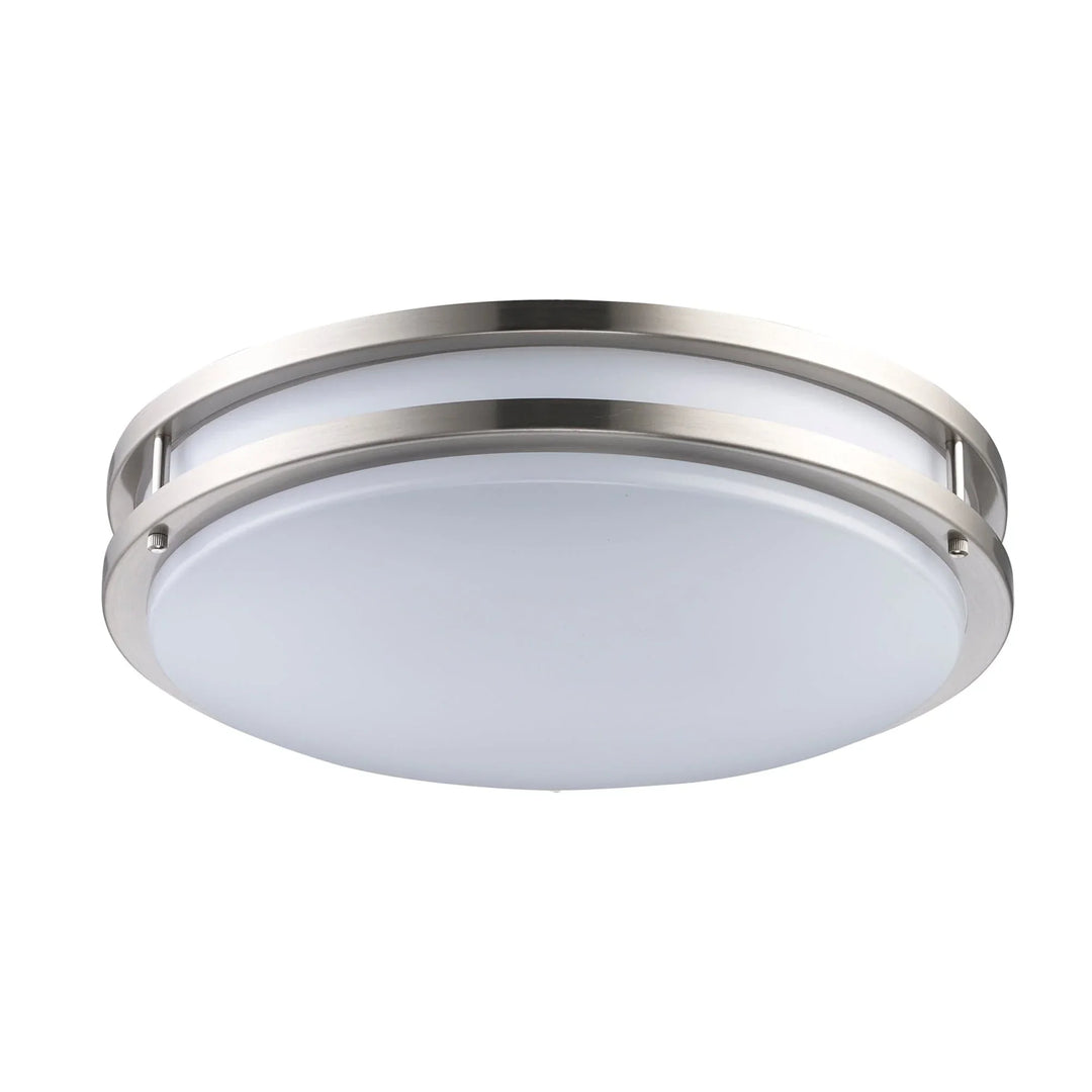 Trans Globe Dash 3 - Light Frosted Acrylic Flushmount Round Double - Brushed Nickel