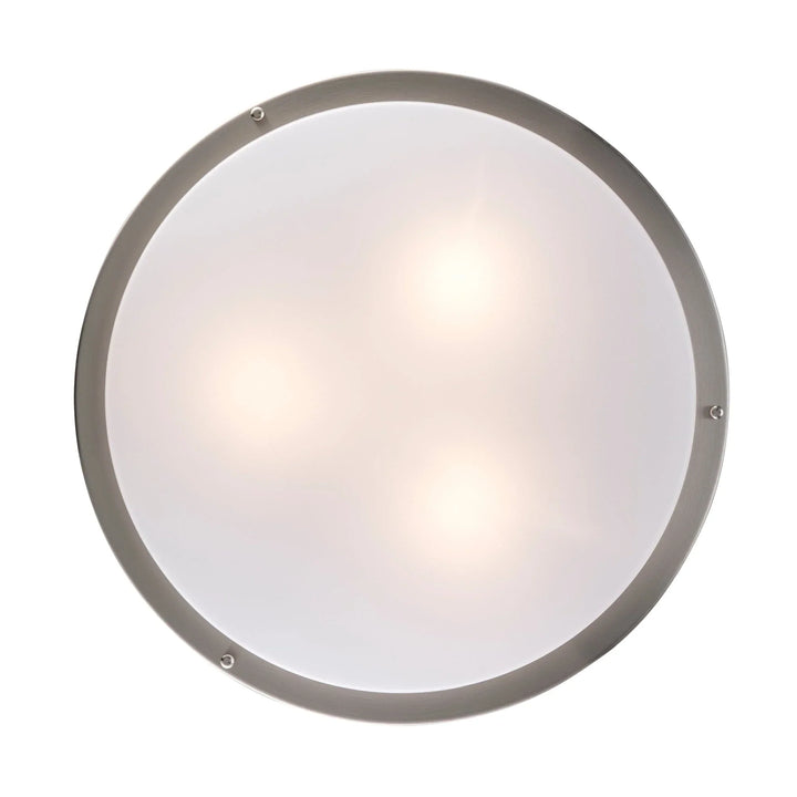Trans Globe Dash 3 - Light Frosted Acrylic Flushmount Round Double - Brushed Nickel