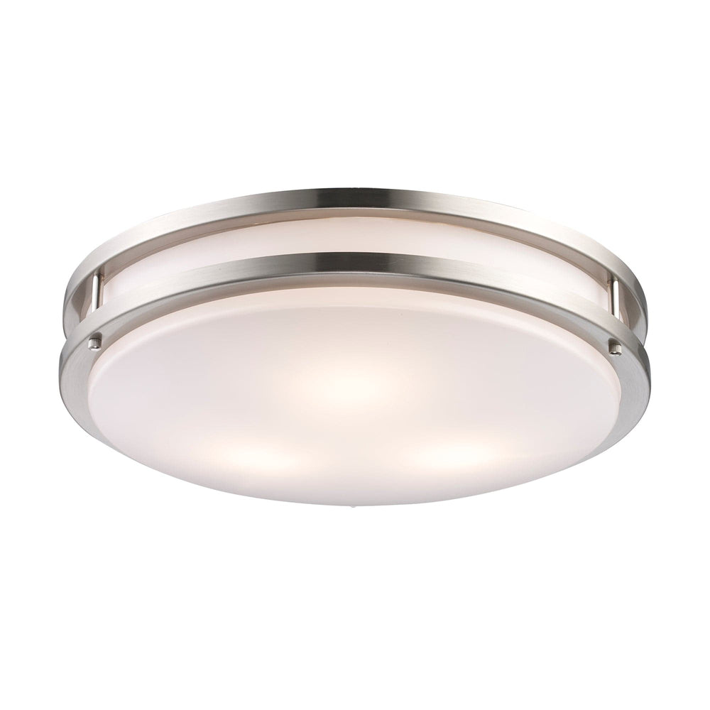 Trans Globe Dash 3 - Light Frosted Acrylic Flushmount Round Double - Brushed Nickel