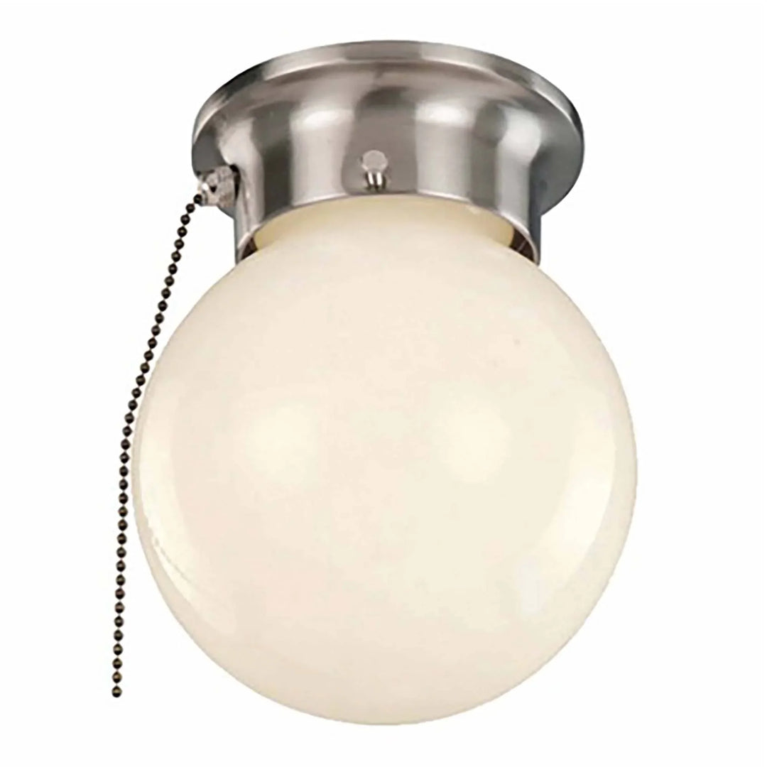 Trans Globe Dash 6" Flush Mount Globe Ceiling Light with Pull Chain - Brushed Nickel