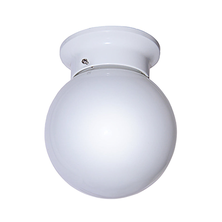 Trans Globe Dash 6" Flush Mount Globe Ceiling Light with Pull Chain - White