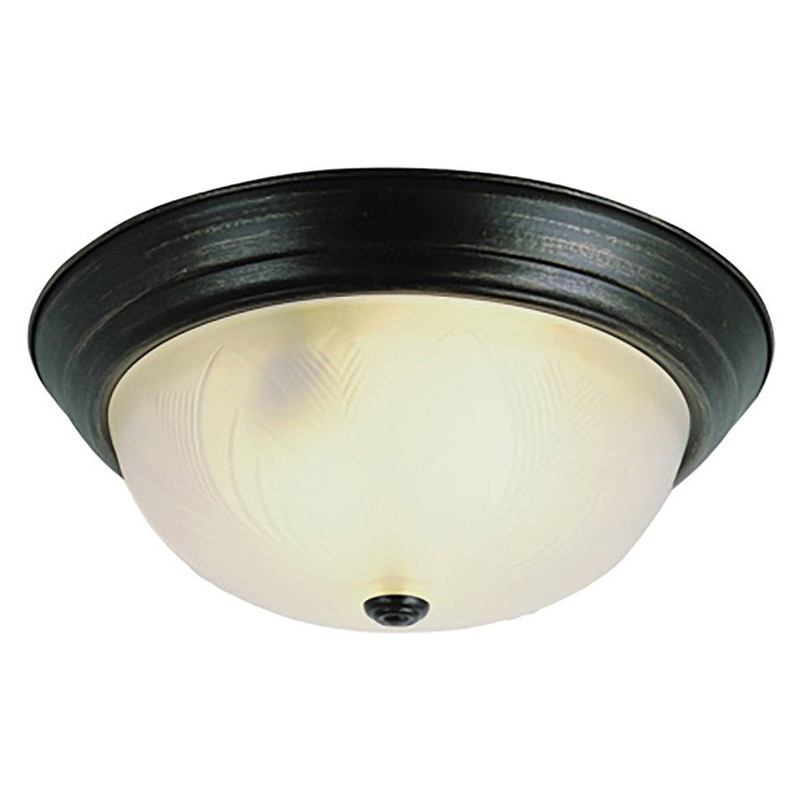Trans Globe Del Mar 13" Flush Mount Indoor Ceiling Light Frosted Glass - Rubbed Oil Bronze