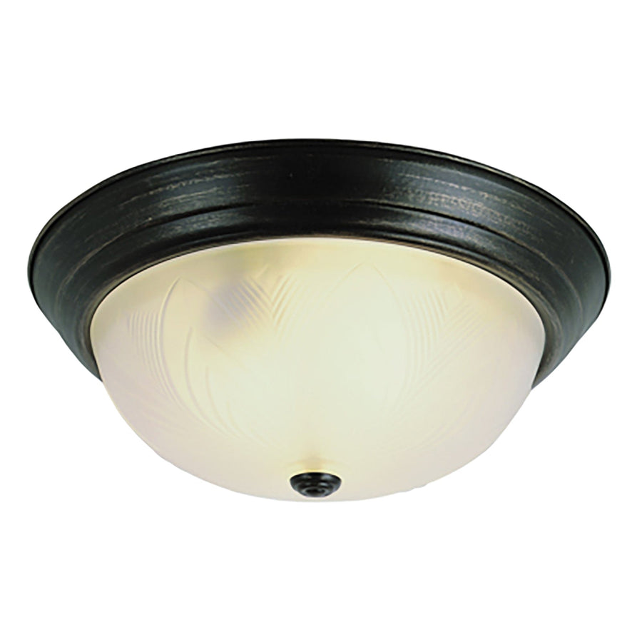 Trans Globe Del Mar 15" Flush Mount Ceiling Light Frost Leaf - Rubbed Oil Bronze