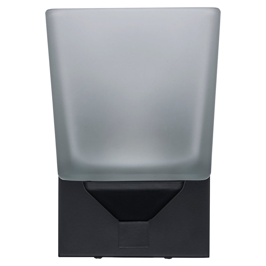 Trans Globe Edwards 1-Light Shaded Armed Sconce Square Frost Glass -  Black
