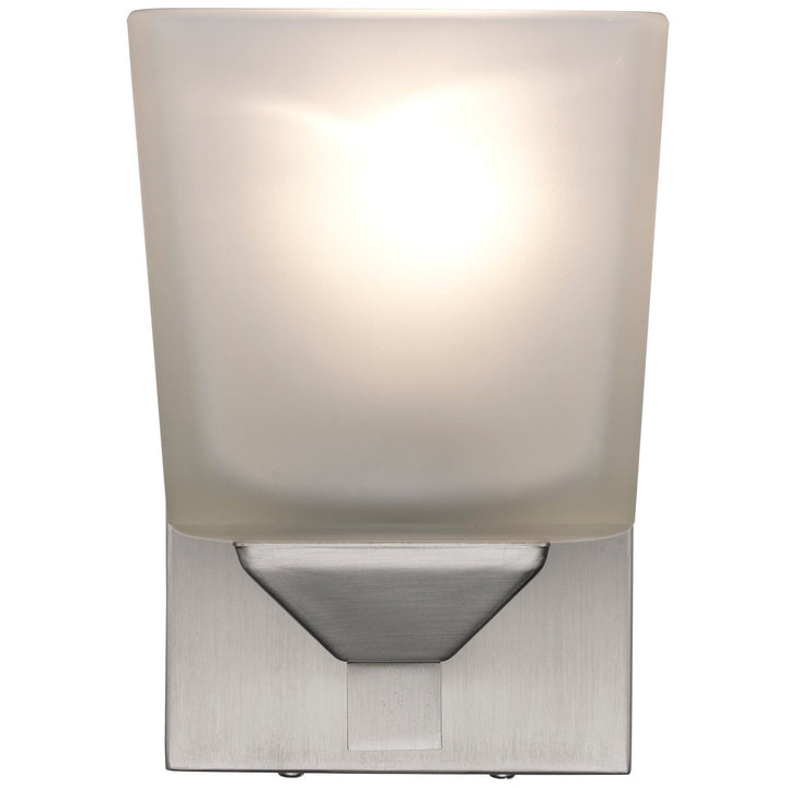 Trans Globe Edwards 1-Light Shaded Armed Sconce Square Frost Glass - Brushed Nickel