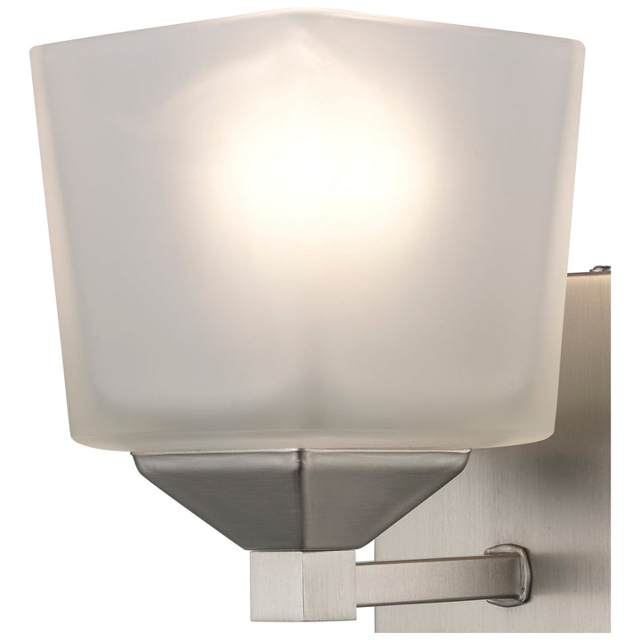 Trans Globe Edwards 1-Light Shaded Armed Sconce Square Frost Glass - Brushed Nickel