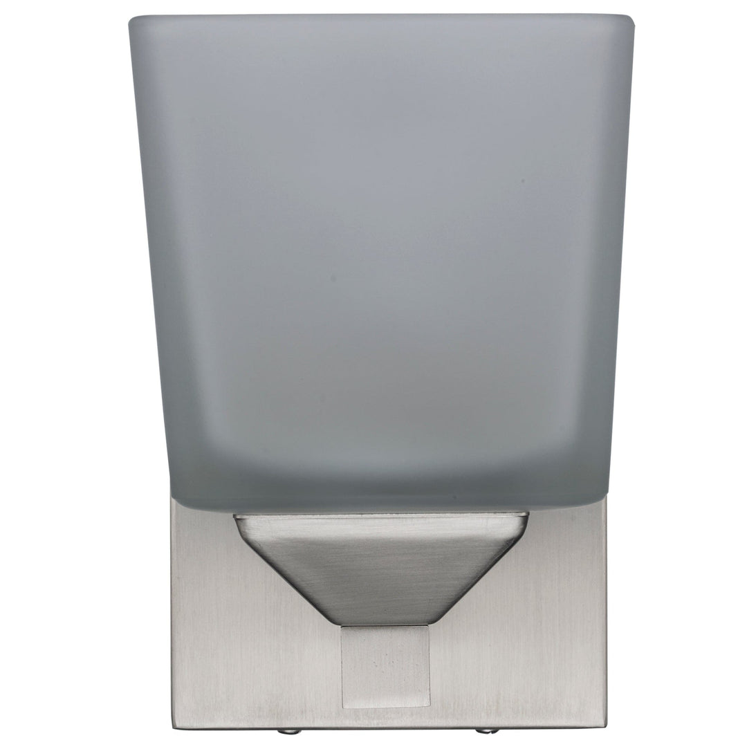 Trans Globe Edwards 1-Light Shaded Armed Sconce Square Frost Glass - Brushed Nickel