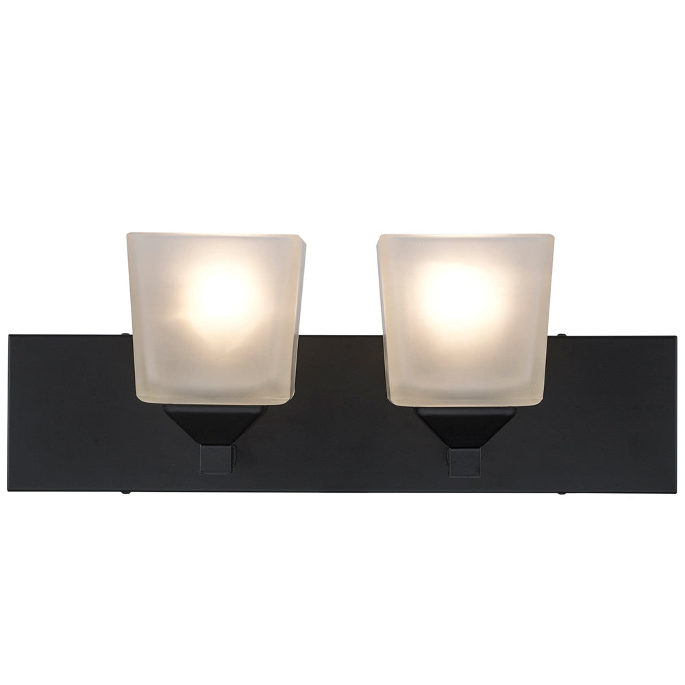 Trans Globe Edwards 2 - Light 18" Vanity Bar Square Frost Glass - Black