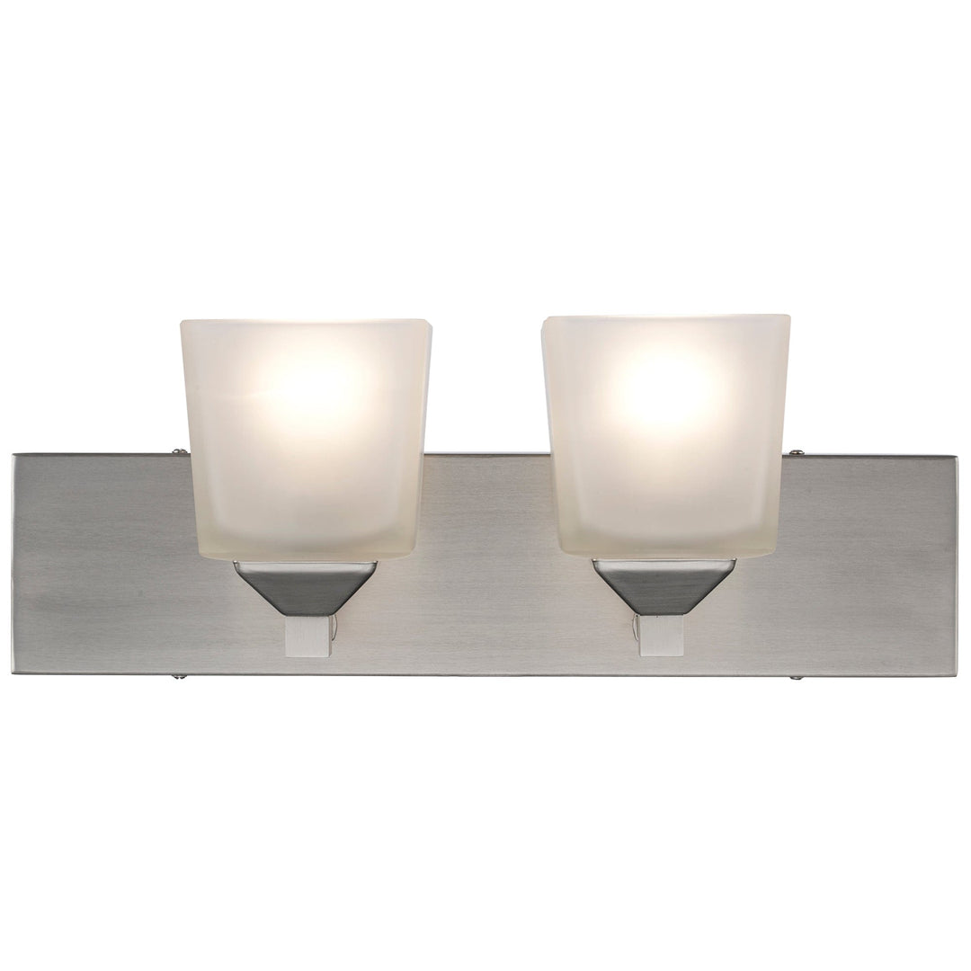 Trans Globe Edwards 2 - Light 18" Vanity Bar Square Frost Glass - Brushed Nickel