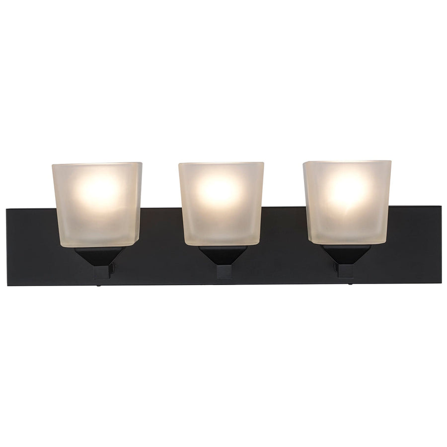 Trans Globe Edwards 3 - Light 24" Vanity Bar Sconce Square Frost - Black
