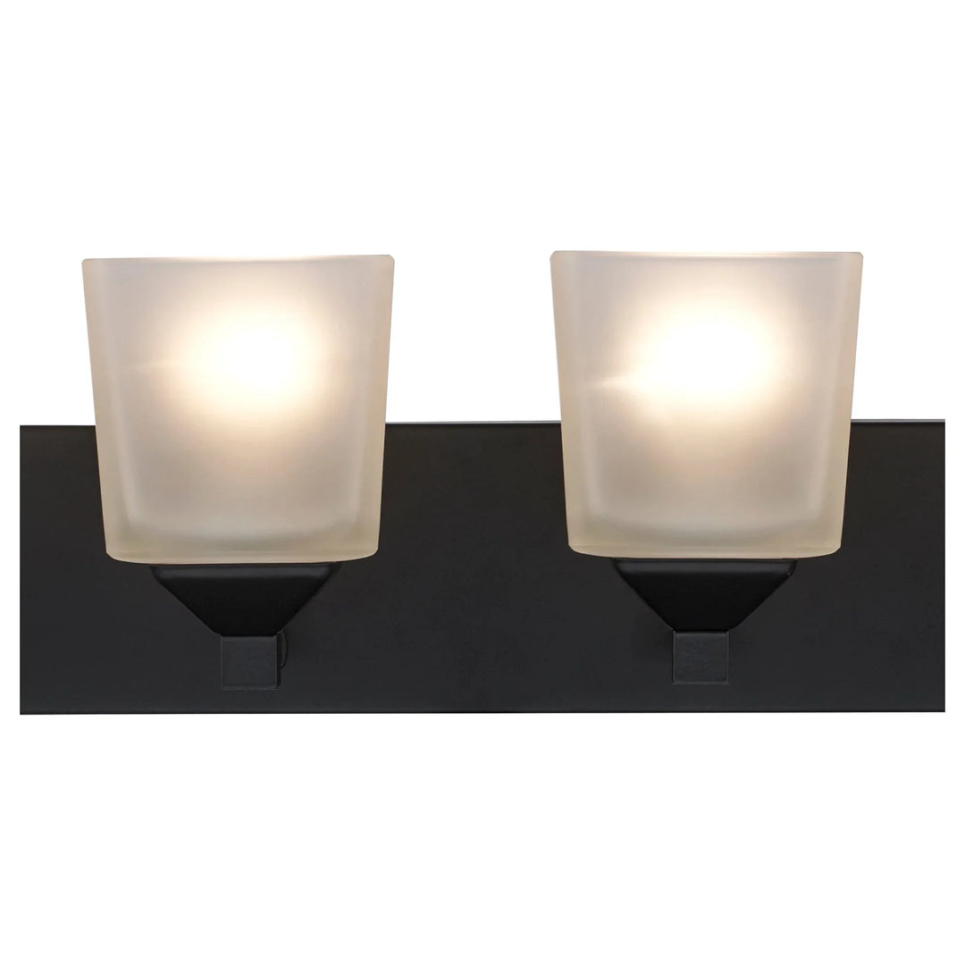 Trans Globe Edwards 4 - Light 30" Vanity Bar Square Frost Glass - Black