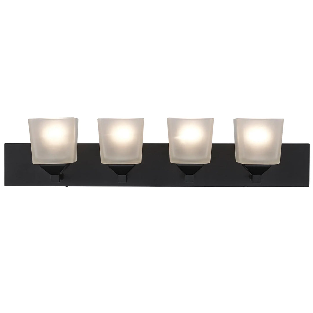 Trans Globe Edwards 4 - Light 30" Vanity Bar Square Frost Glass - Black