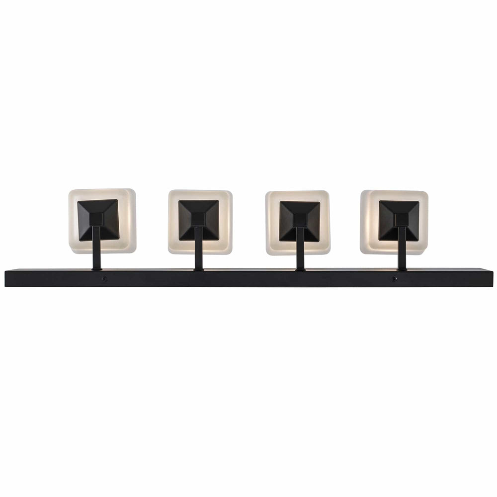 Trans Globe Edwards 4 - Light 30" Vanity Bar Square Frost Glass - Black