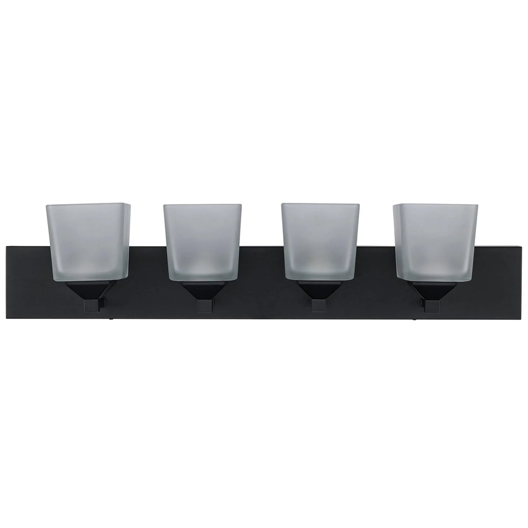 Trans Globe Edwards 4 - Light 30" Vanity Bar Square Frost Glass - Black