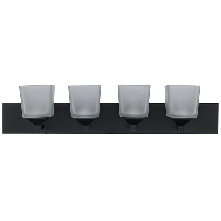 Trans Globe Edwards 4 - Light 30" Vanity Bar Square Frost Glass - Black
