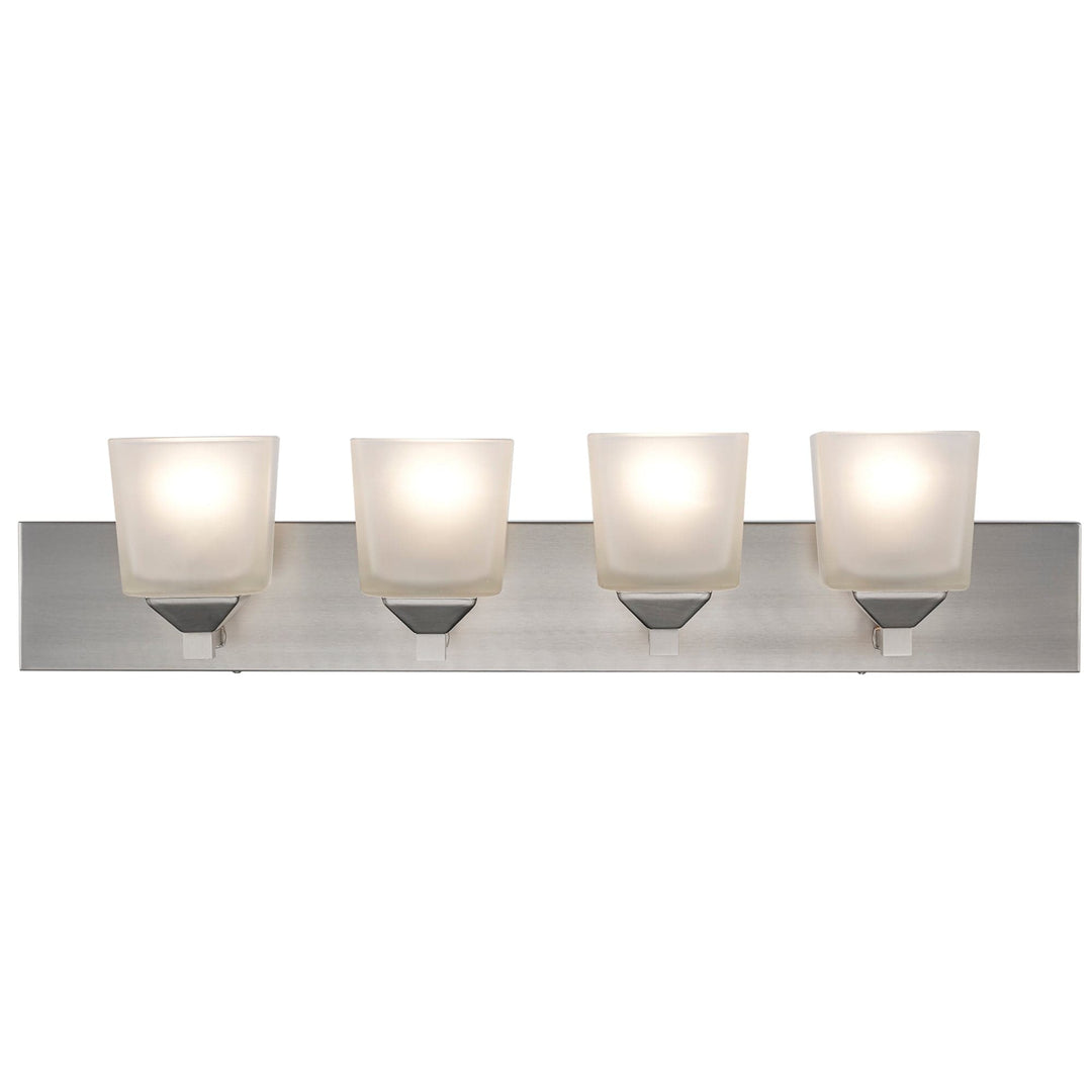 Trans Globe Edwards 4 - Light 30" Vanity Bar Square Frost Glass - Brushed Nickel