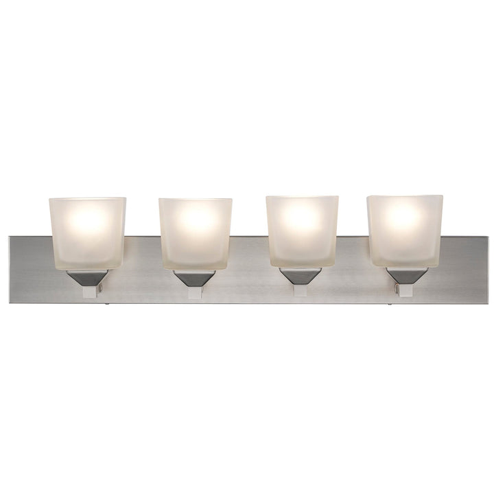 Trans Globe Edwards 4 - Light 30" Vanity Bar Square Frost Glass - Brushed Nickel