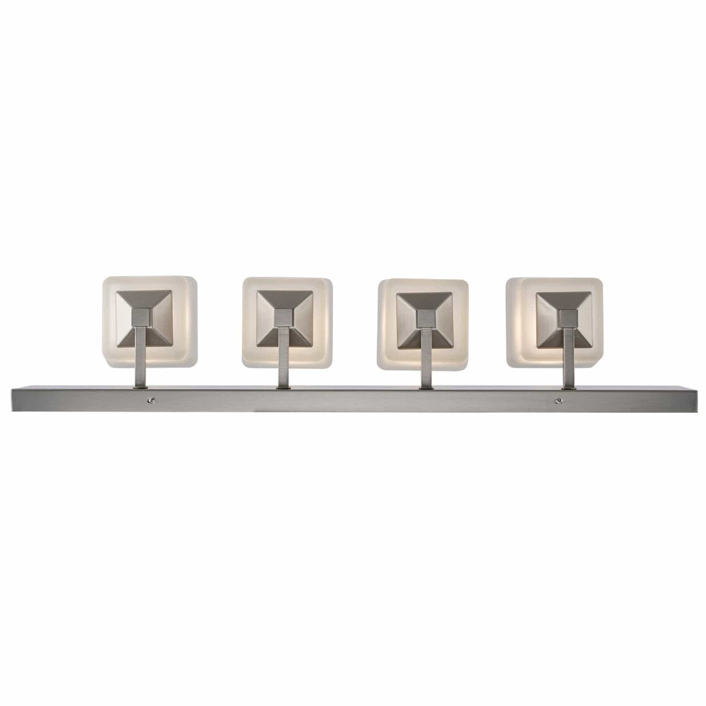 Trans Globe Edwards 4 - Light 30" Vanity Bar Square Frost Glass - Brushed Nickel