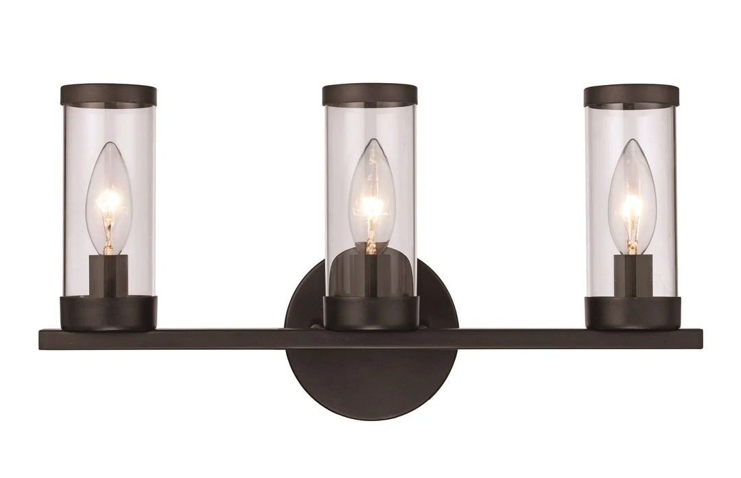 Trans Globe Fillmore 3-Light Clear Glass Shaded Vanity Bar Candle - Black