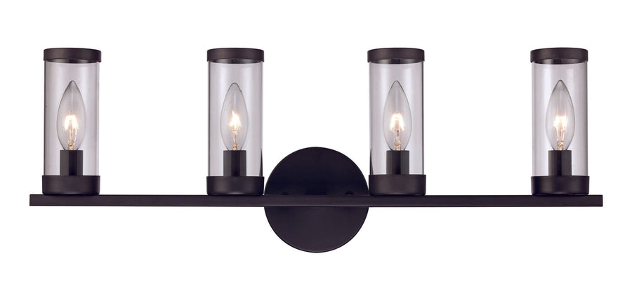 Trans Globe Fillmore 4-Light Clear Glass Shaded Vanity Bar Candle - Black