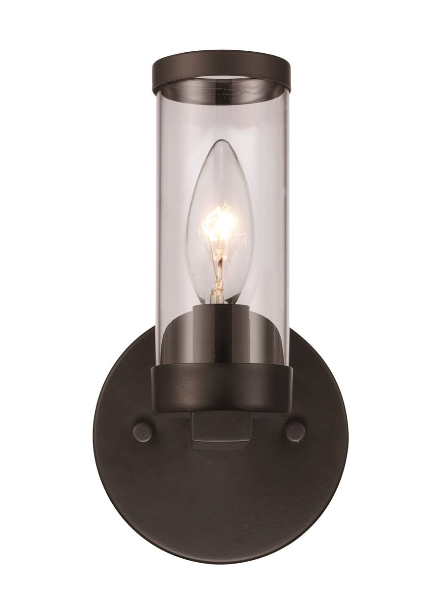 Trans Globe Fillmore Clear Glass Shaded 1-Light Wall Sconce Candle - Black
