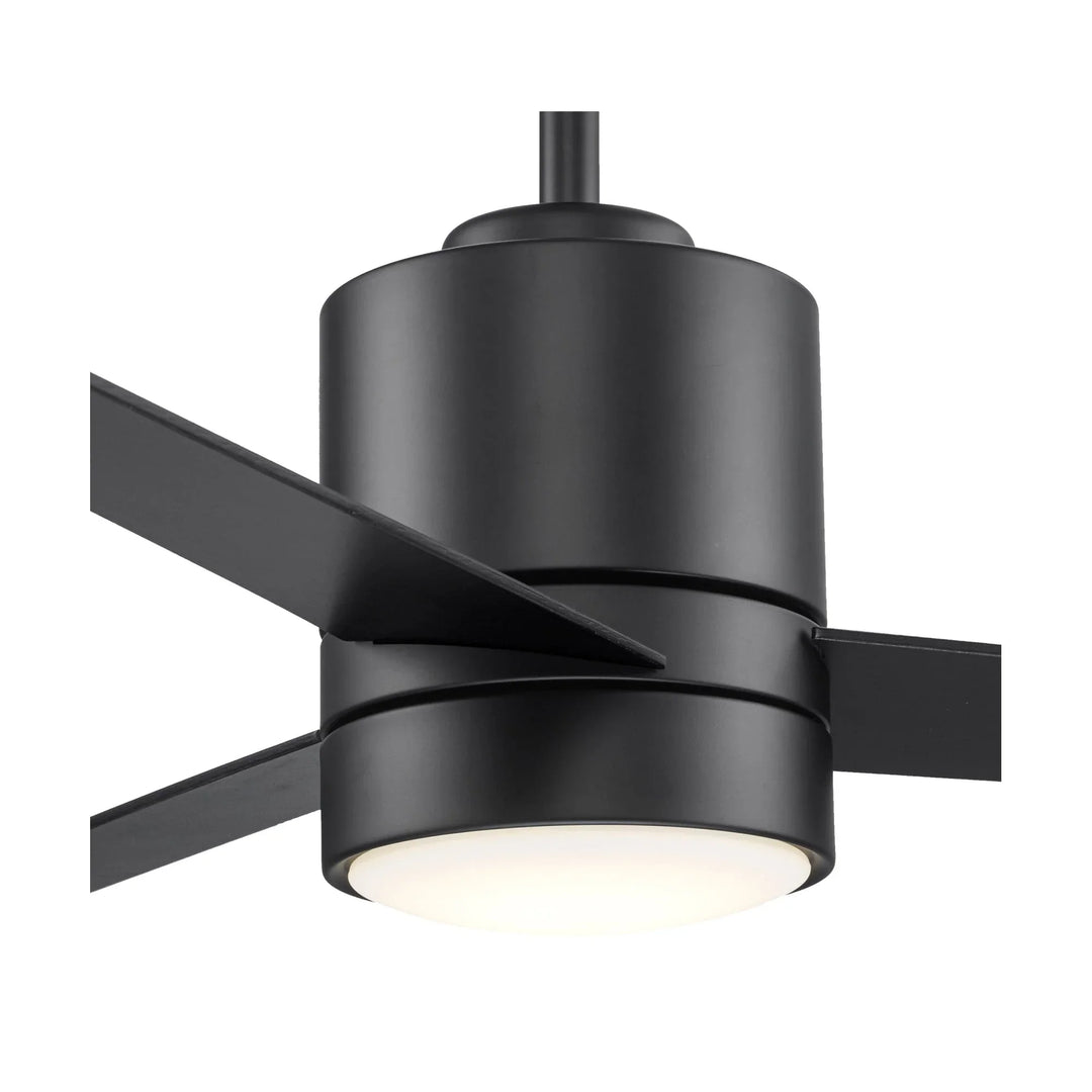 Trans Globe : Finnley Collection Indoor LED Light, 3-Blade Ceiling Fan with Opal Glass Lens- Black