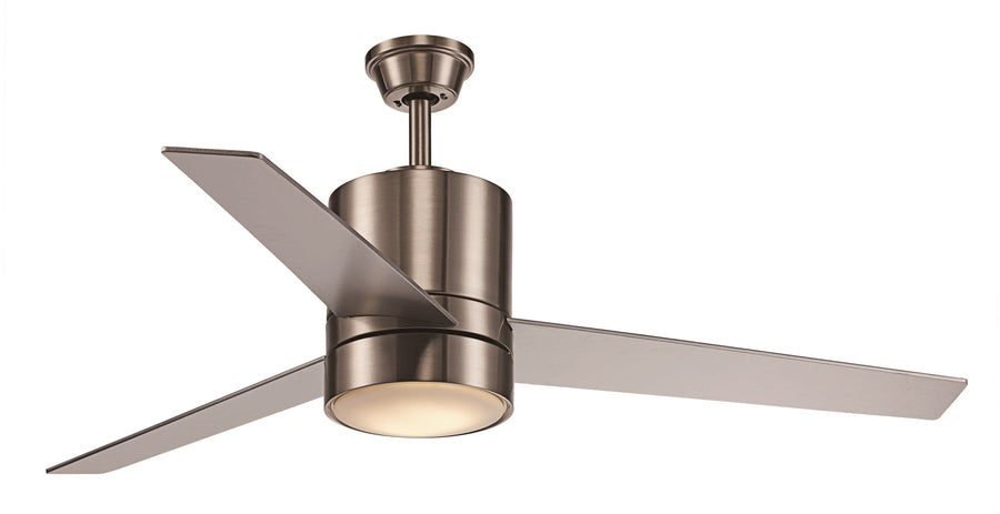 Trans Globe : Finnley Collection Indoor LED Light, 3-Blade Ceiling Fan with Opal Glass Lens- Brushed Nickel