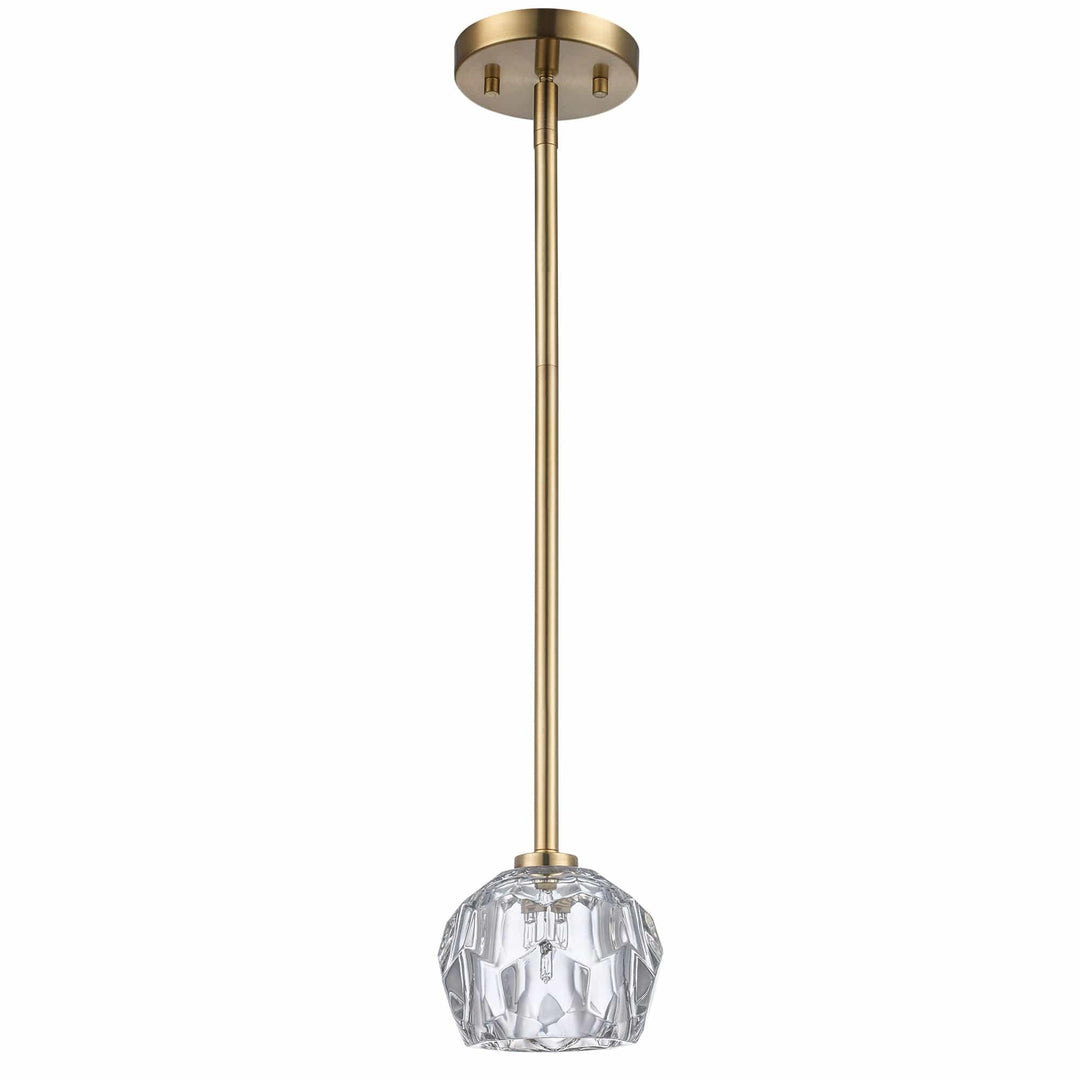 Semi-flush mount crystal shade pendant light with antique gold finish for modern ceiling lighting