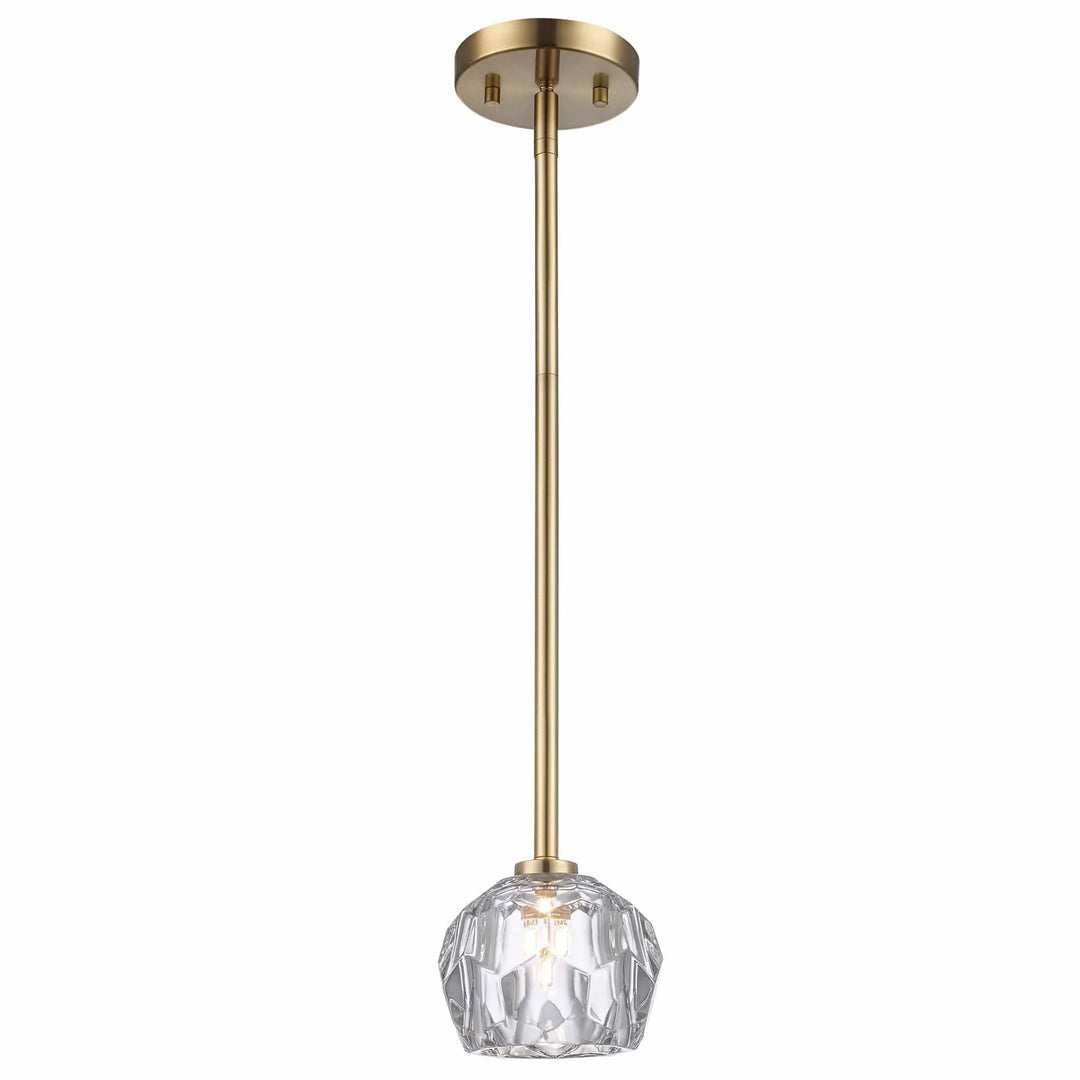 Modern semi-flush ceiling light with crystal shade and antique gold finish for residential lighting