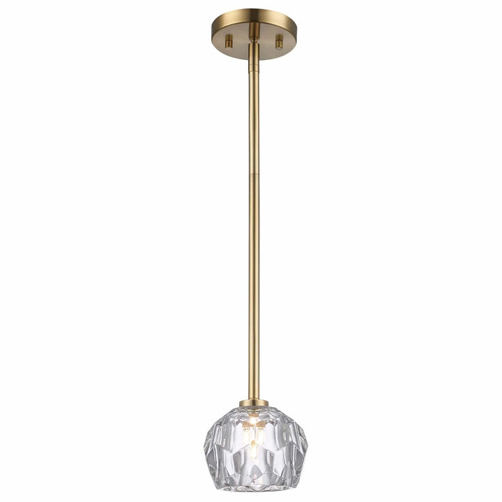 Modern semi-flush ceiling light with crystal shade and antique gold finish for residential lighting