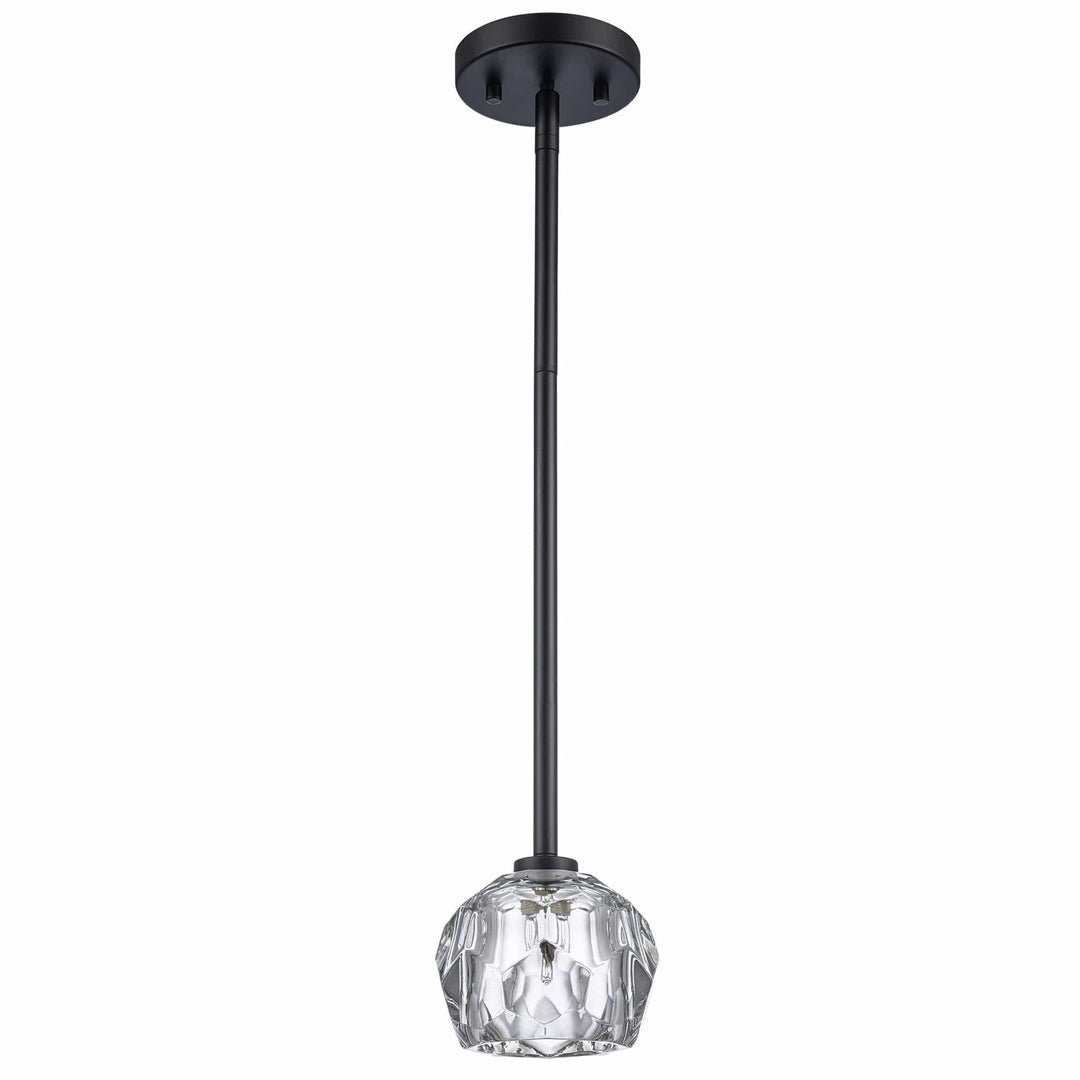 Semi-flush crystal shade ceiling light with black finish for modern kitchen or hallway lighting