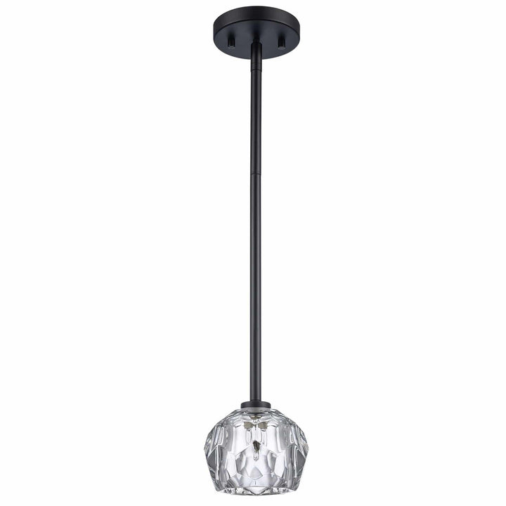 Semi-flush crystal shade ceiling light with black finish for modern kitchen or hallway lighting