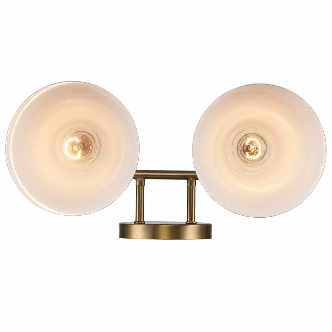 Trans Globe ForgeLume 2 - Light Dimmable Vanity Light Metalshades - Antique Gold / White