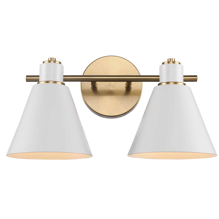 Trans Globe ForgeLume 2 - Light Dimmable Vanity Light Metalshades - Antique Gold / White
