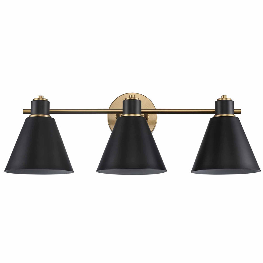 Trans Globe ForgeLume 3 - Light Dimmable Vanity Light Metal Shades- Antique Gold / Black