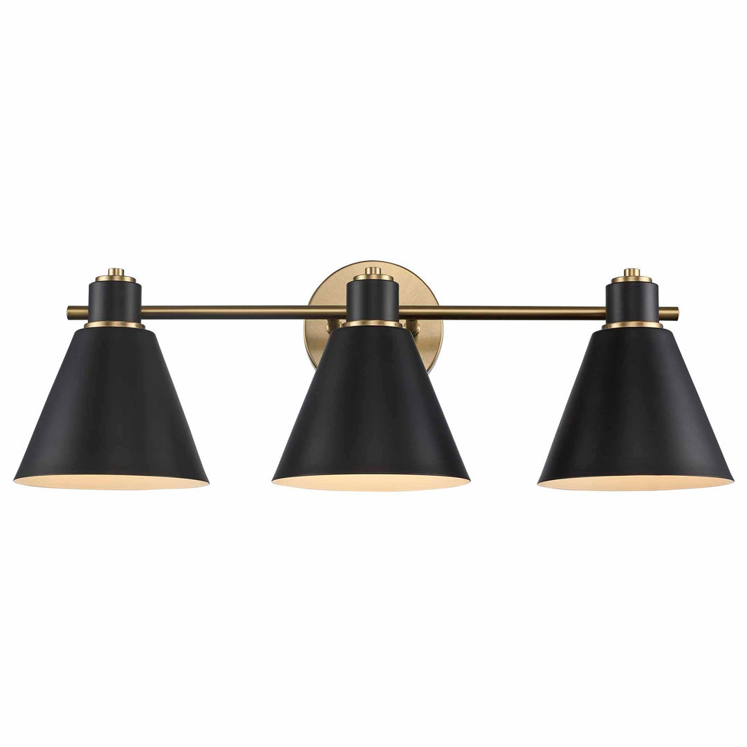 Trans Globe ForgeLume 3 - Light Dimmable Vanity Light Metal Shades- Antique Gold / Black