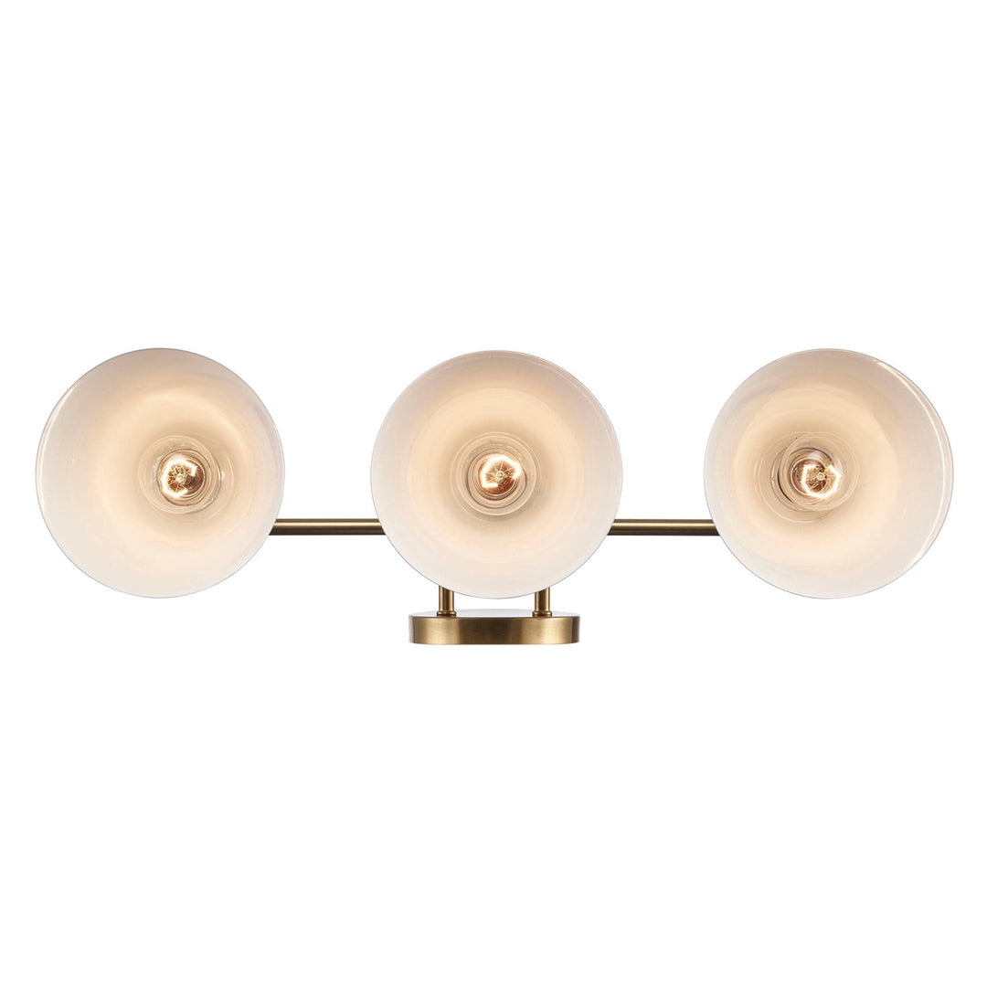 Trans Globe ForgeLume 3 - Light Dimmable Vanity Light Metal Shades- Antique Gold / White