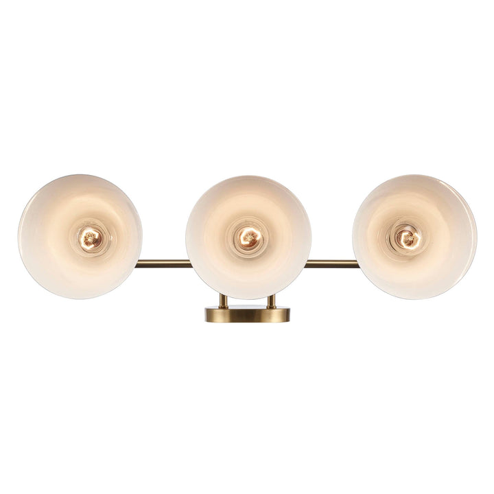 Trans Globe ForgeLume 3 - Light Dimmable Vanity Light Metal Shades- Antique Gold / White