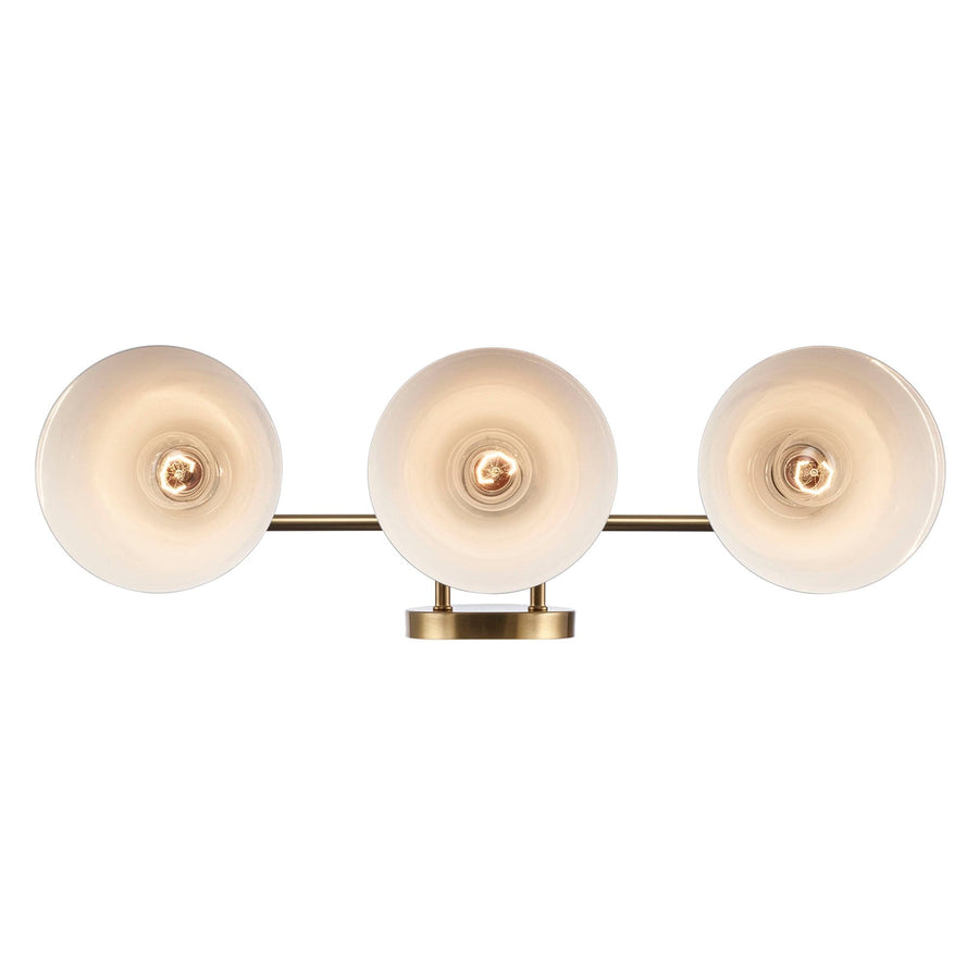 Trans Globe ForgeLume 3 - Light Dimmable Vanity Light Metal Shades- Antique Gold / White