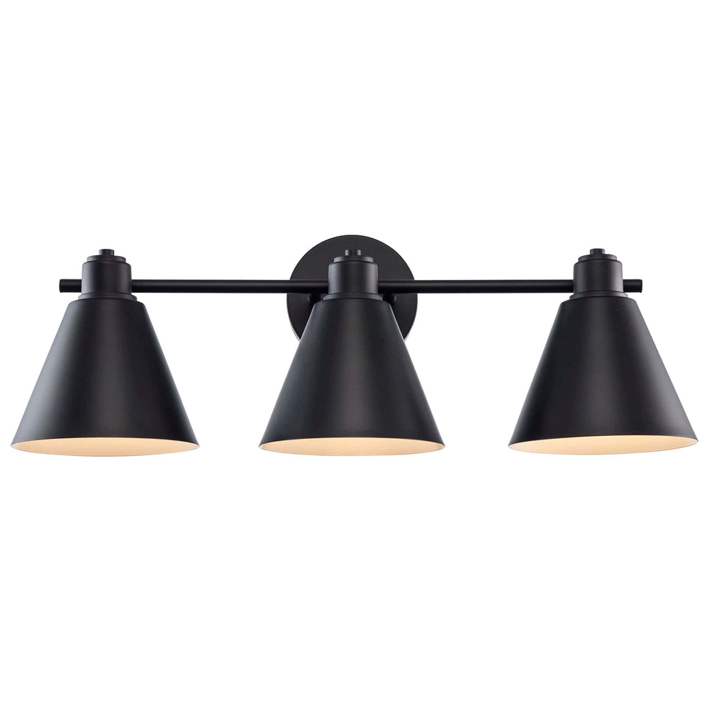 Trans Globe ForgeLume 3 - Light Dimmable Vanity Light Metal Shades- Black