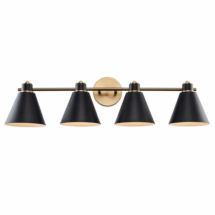 Trans Globe ForgeLume 4 - Light Dimmable Vanity Light Metal Shades -Antique Gold / Black