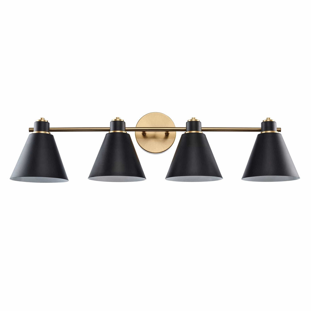 Trans Globe ForgeLume 4 - Light Dimmable Vanity Light Metal Shades -Antique Gold / Black