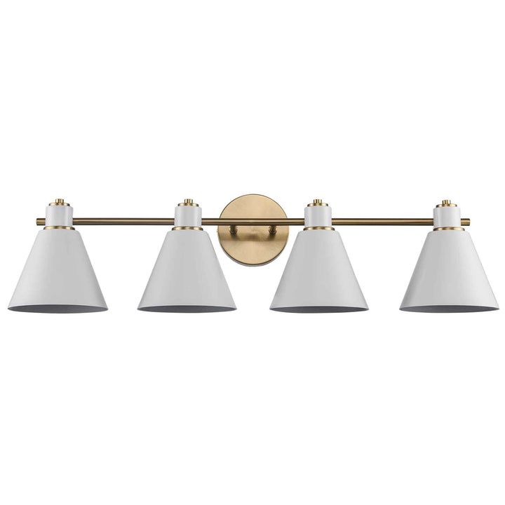Trans Globe ForgeLume 4 - Light Dimmable Vanity Light Metal Shades - Antique Gold / White