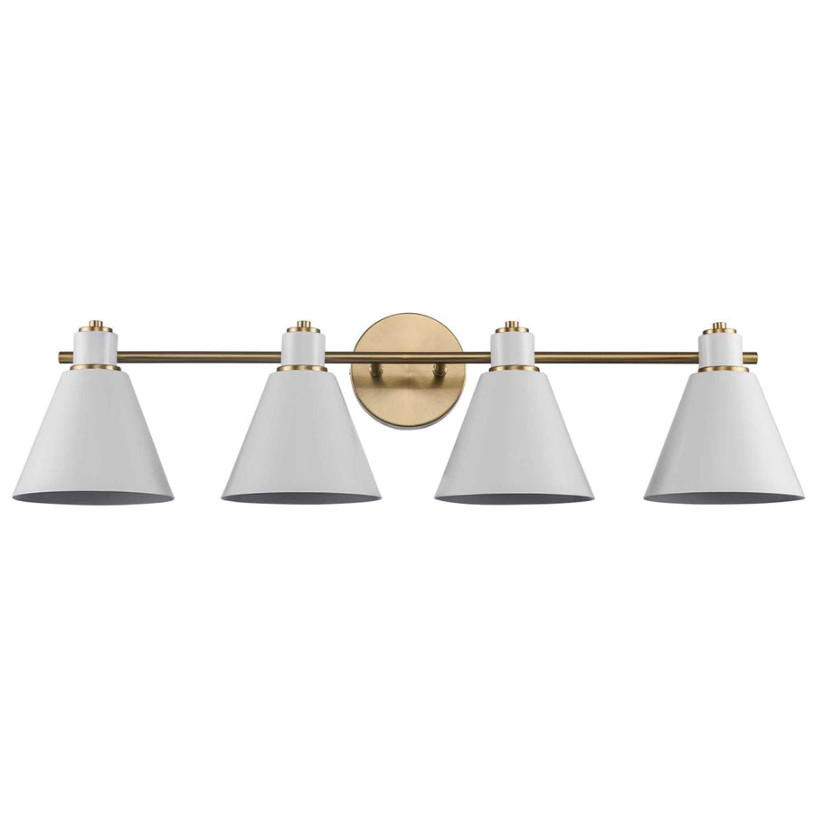 Trans Globe ForgeLume 4 - Light Dimmable Vanity Light Metal Shades - Antique Gold / White