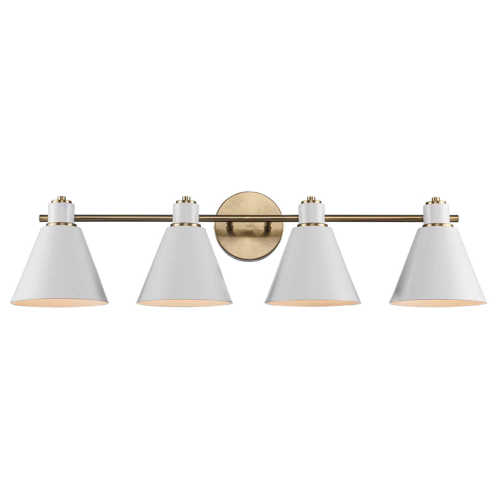 Trans Globe ForgeLume 4 - Light Dimmable Vanity Light Metal Shades - Antique Gold / White