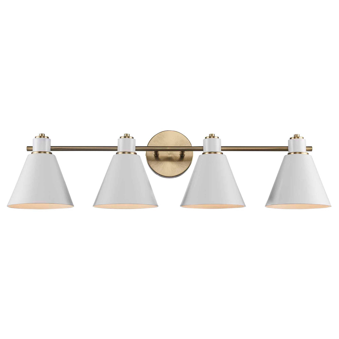 Trans Globe ForgeLume 4 - Light Dimmable Vanity Light Metal Shades - Antique Gold / White