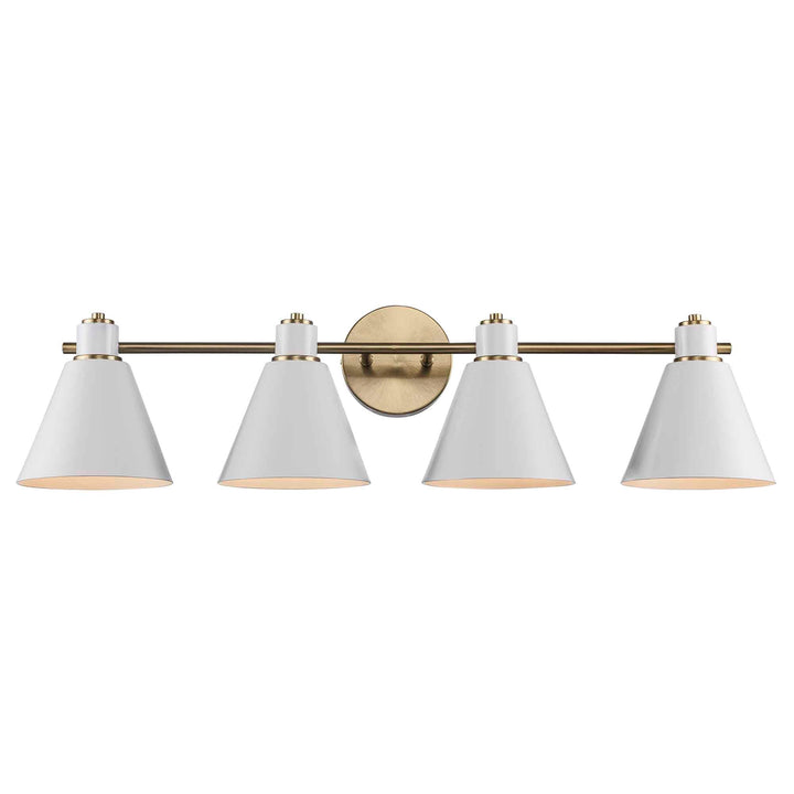 Trans Globe ForgeLume 4 - Light Dimmable Vanity Light Metal Shades - Antique Gold / White