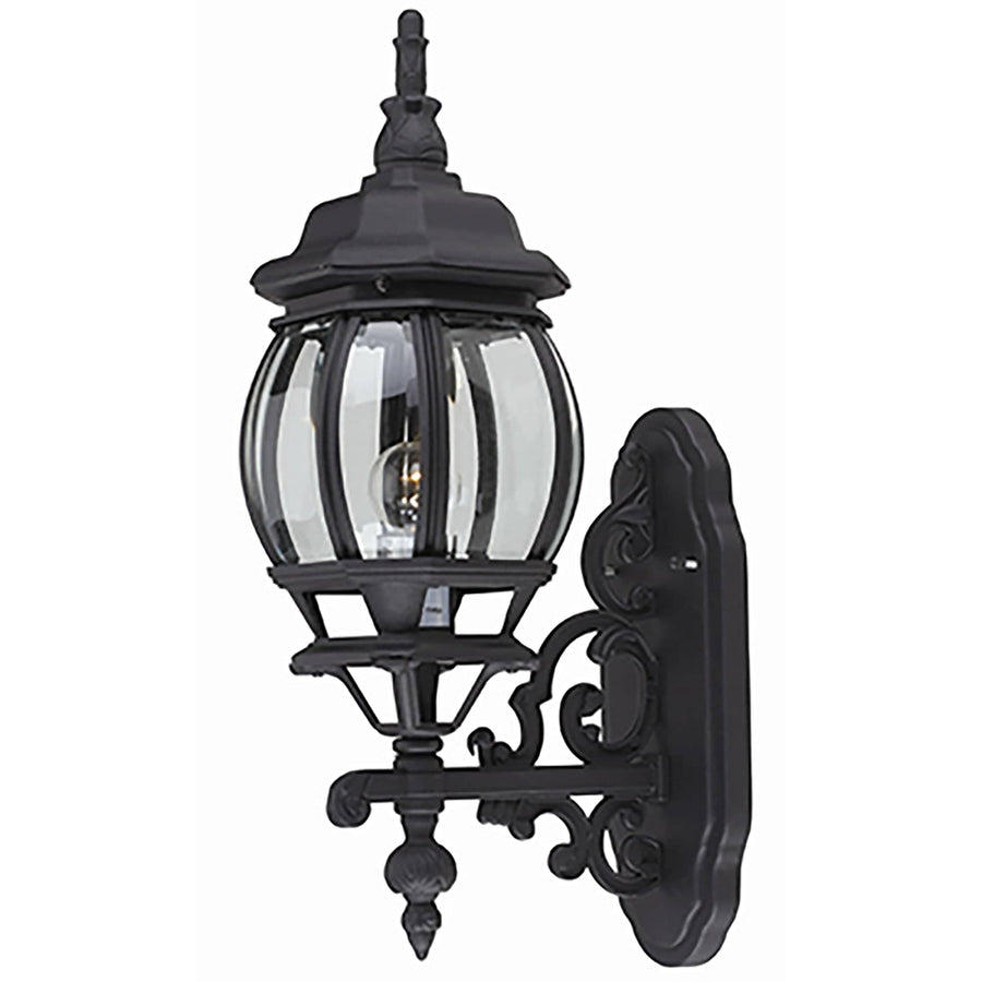 Trans Globe Francisco 1-Light Outdoor Beveled Glass Coach Wall Lantern - Black
